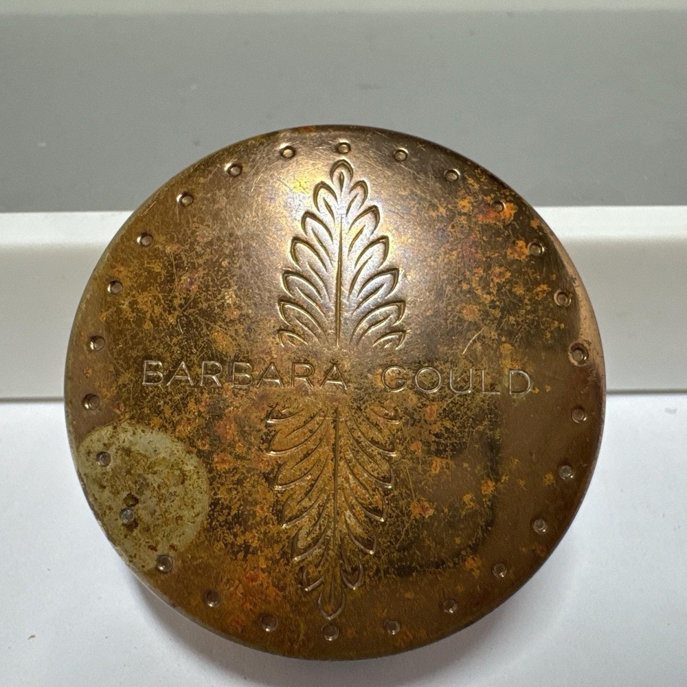 VTG Collectors Compact Makeup Barbara Gould‎ New York Copper Rouge Puff Mini